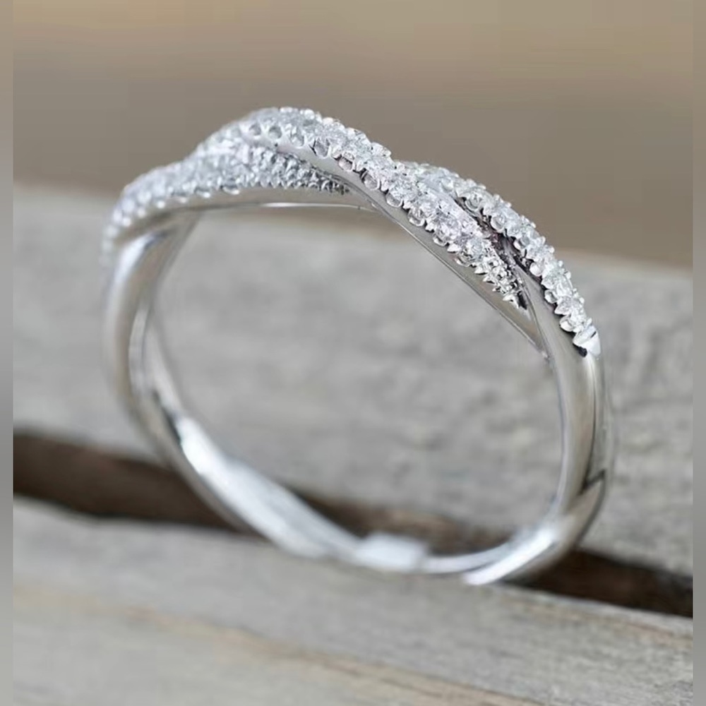 925 Sterling Silver Plated Minimalist Twist Rope Ring, Classic